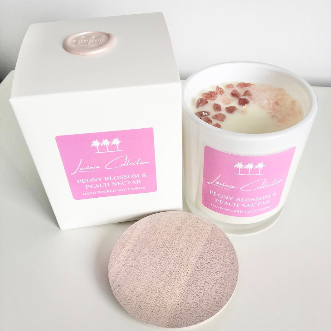 Peony Blossom & Peach Nectar - Luxe Gem Soy Candle